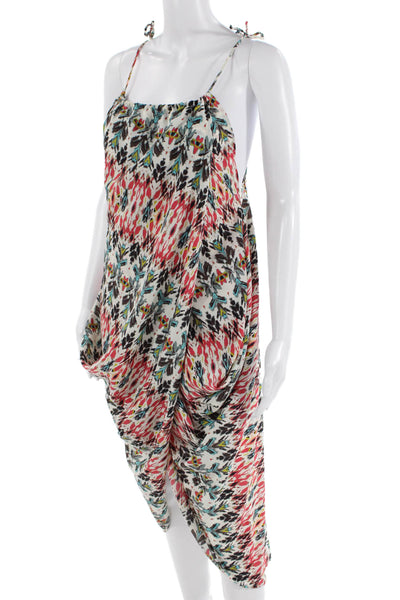 RaMona LaRue Women Black Floral Slip Dress Sleeveless Midi Microfiber Size M