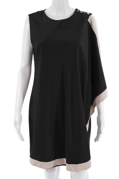 Ted Baker London Women Shift Dress Black Button Round Neck Size 3