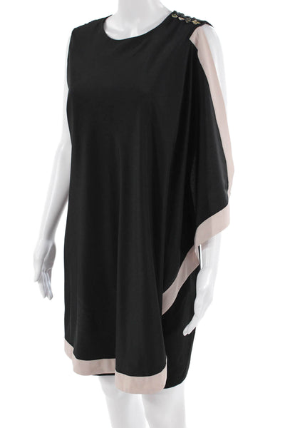 Ted Baker London Women Shift Dress Black Button Round Neck Size 3