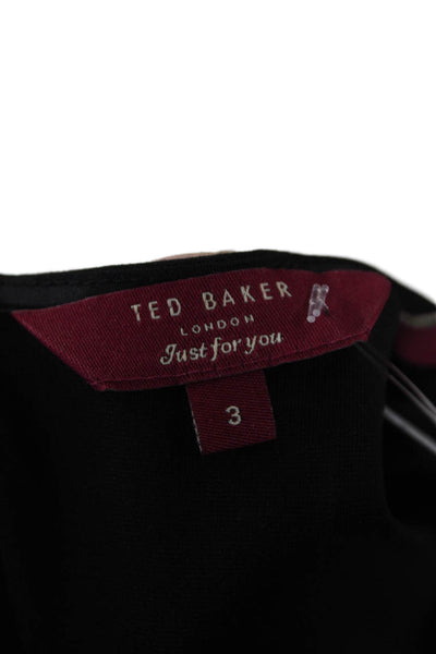 Ted Baker London Women Shift Dress Black Button Round Neck Size 3