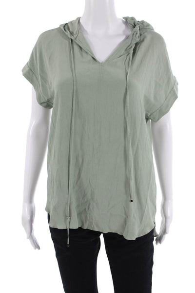 Antonelli Womens Tunic Hoodie Green V-Neck Short Sleeve Size 46