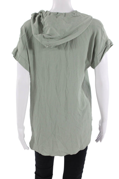 Antonelli Womens Tunic Hoodie Green V-Neck Short Sleeve Size 46