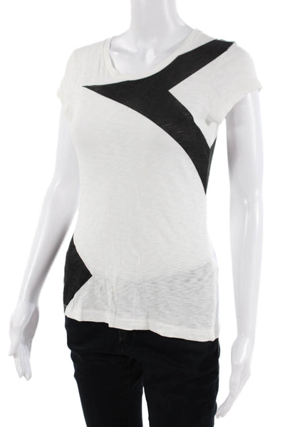 Rag & Bone Womens Basic Jersey T-Shirt Black Geometric Crew Neck Size S