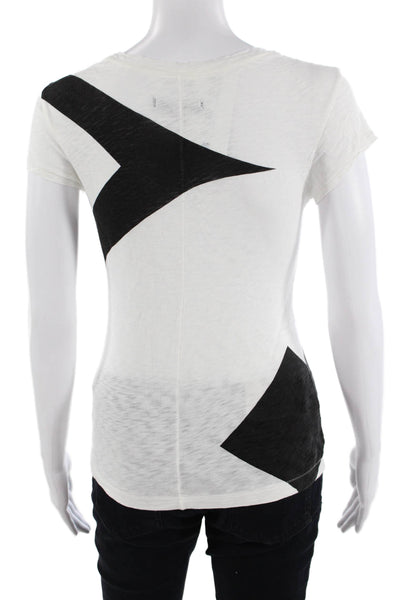 Rag & Bone Womens Basic Jersey T-Shirt Black Geometric Crew Neck Size S