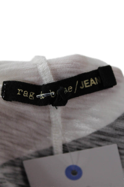 Rag & Bone Womens Basic Jersey T-Shirt Black Geometric Crew Neck Size S