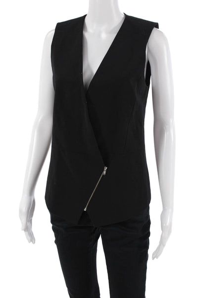 Trouve Women Vest Black V-Neck Sleeveless Leather Zip Size XS
