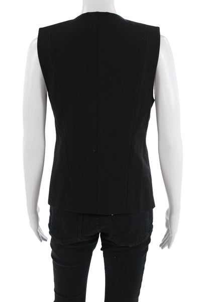 Trouve Women Vest Black V-Neck Sleeveless Leather Zip Size XS