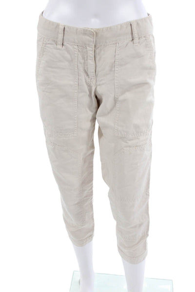 J Crew Womens Beige Cargo Capri Pants Size 0