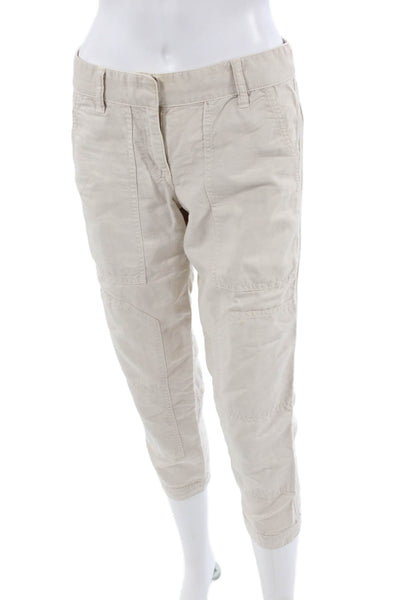 J Crew Womens Beige Cargo Capri Pants Size 0