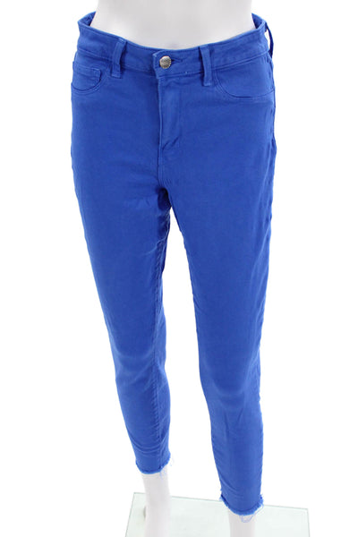 L Agence Womens Cropped Ankle Pants Blue Size 28