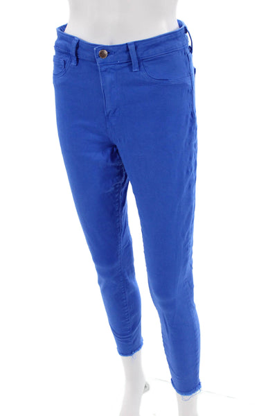 L Agence Womens Cropped Ankle Pants Blue Size 28