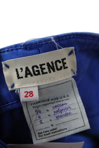 L Agence Womens Cropped Ankle Pants Blue Size 28