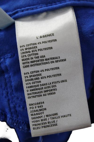 L Agence Womens Cropped Ankle Pants Blue Size 28