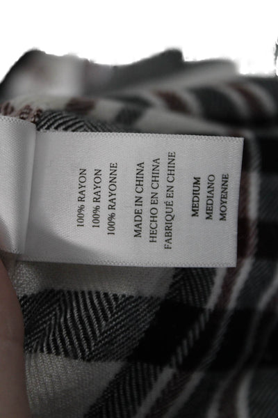 Rails Womens Plaid Rayon Collared Button-Up Shirt White Long Sleeve Size M