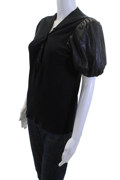 Derek Lam 10 Crosby Womens Black V-Neck Short Sleeve Blouse Size M