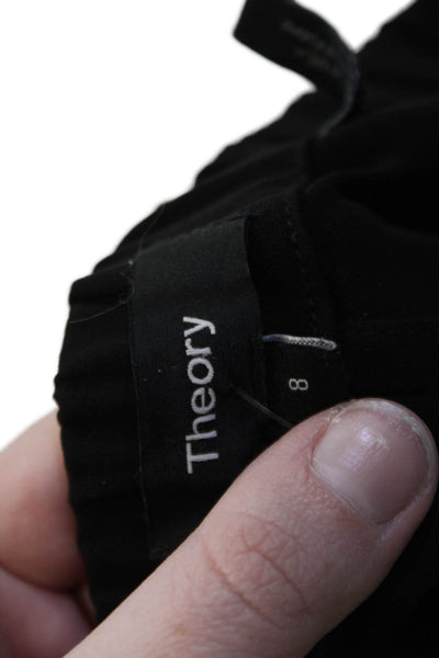 Theory Womens Ankle Cropped Dress Pants Black Viscose Blend Size 8