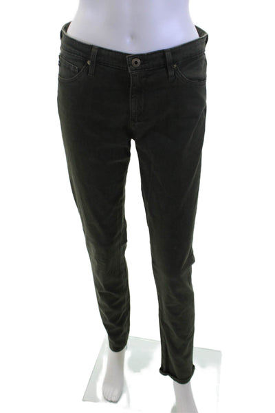 AG Adriano Goldschmied Womens Ankle Cropped Green Pants Size 28
