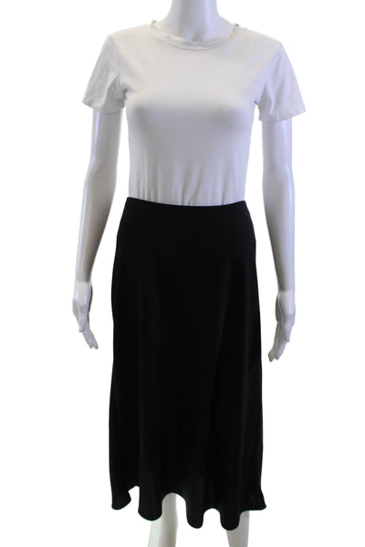 J Crew Womens A-Line Flare Black Long Polyester Skirt Size M