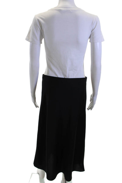 J Crew Womens A-Line Flare Black Long Polyester Skirt Size M