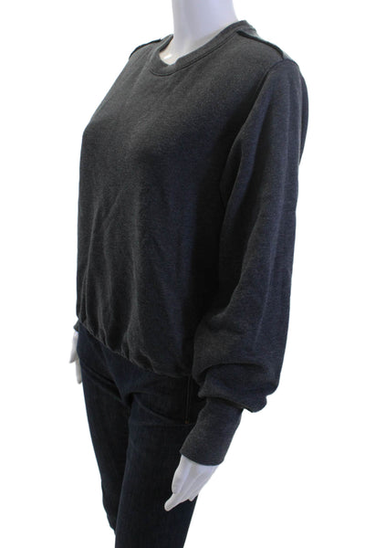 ATM Women Pullover Sweatshirt Dark Gray Crew Neck Long Sleeve Size M