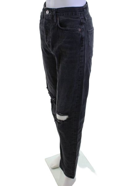 Agolde Unisex Cropped Straight Black High-Rise Jeans Size 25