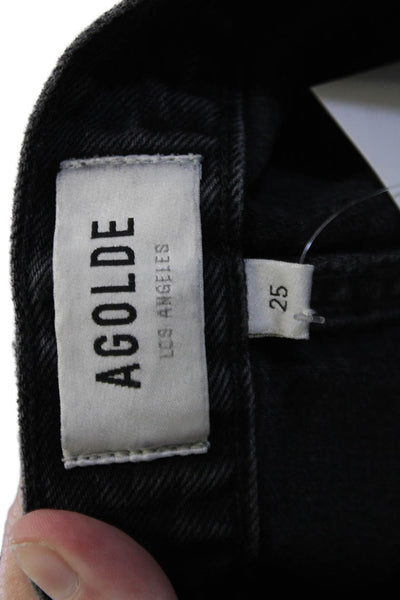 Agolde Unisex Cropped Straight Black High-Rise Jeans Size 25
