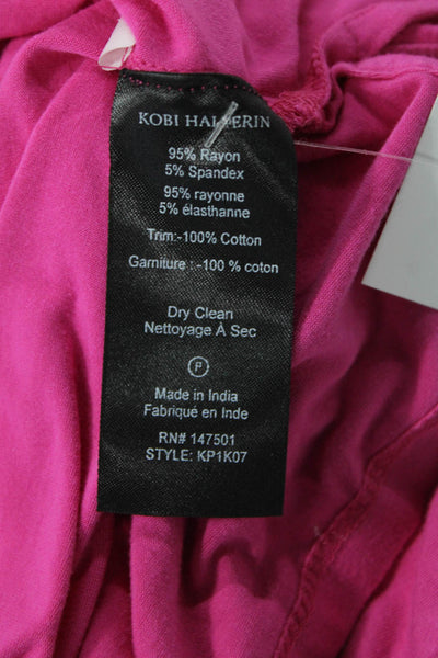 Kobi Halperin, Women Tunic Blouse Pink 3/4 Sleeve Round Neck Bohemian Size L