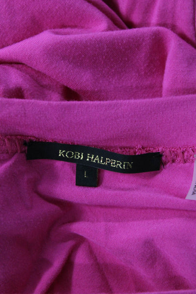 Kobi Halperin, Women Tunic Blouse Pink 3/4 Sleeve Round Neck Bohemian Size L