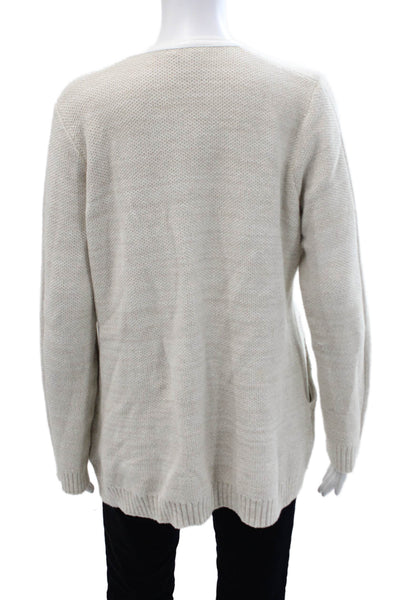 White + Warren Unisex Beige Full-Zip Cardigan Long Sleeve Size L