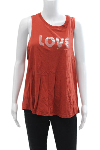 Spiritual Gangster Women Red Love Graphic Basic Tank Cotton Modal Crew Size L