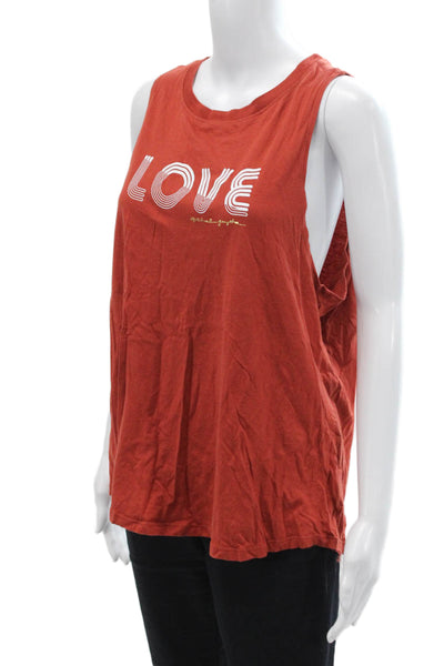 Spiritual Gangster Women Red Love Graphic Basic Tank Cotton Modal Crew Size L