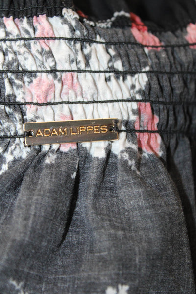 Adam Lippes Women Black Floral Tunic Blouse Long Sleeve Size M