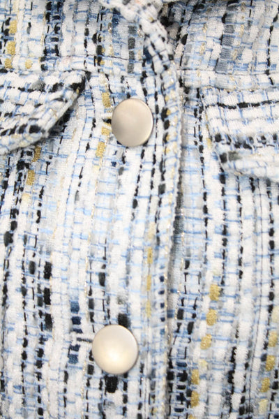 Drew Women Bohemian Collared Button Short Sleeve Jacket Blue Size S