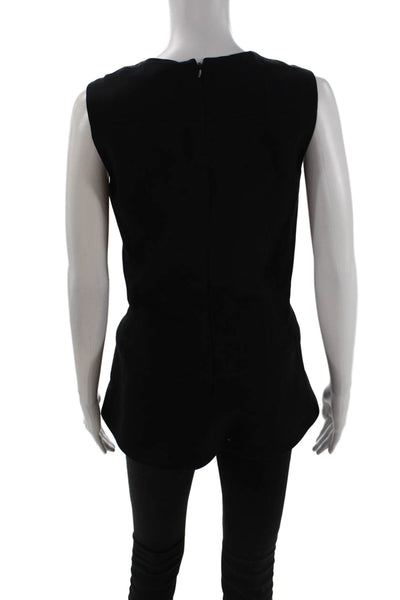 Victoria Beckham Women Black V-Neck Zip Sleeveless Tank Top Designer Size 3