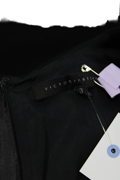 Victoria Beckham Women Black V-Neck Zip Sleeveless Tank Top Designer Size 3