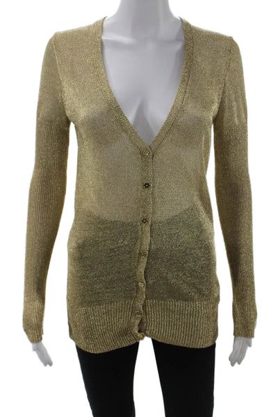 J Crew Womens Cardigan V-Neck Button Beige Solid Long Sleeve Size S