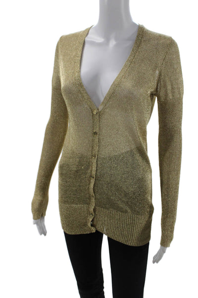 J Crew Womens Cardigan V-Neck Button Beige Solid Long Sleeve Size S