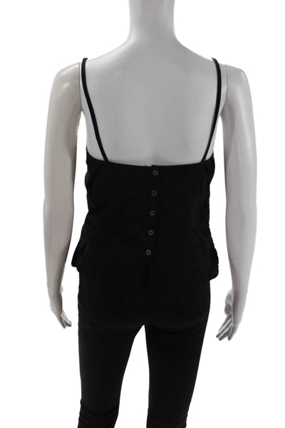 Charles Chang-Lima Womens Black Cotton Lycra Camisole V-Neck Button Size 8