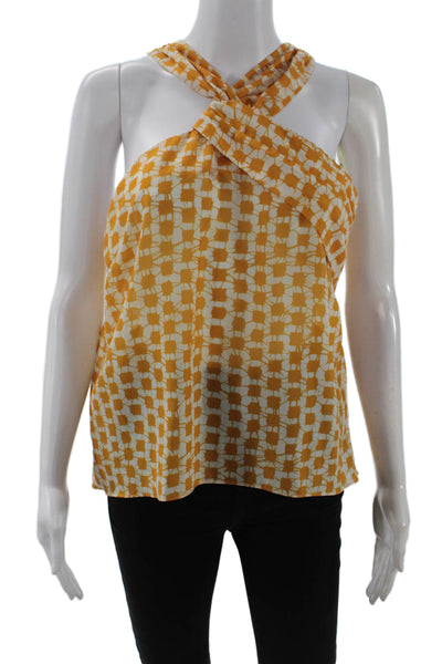 Waverly Grey Women Sleeveless Geometric White Polyester Blouse Size S