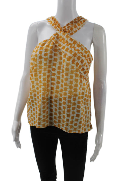 Waverly Grey Women Sleeveless Geometric White Polyester Blouse Size S