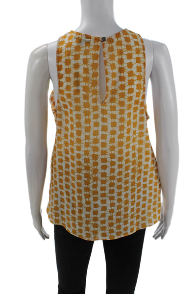 Waverly Grey Women Sleeveless Geometric White Polyester Blouse Size S