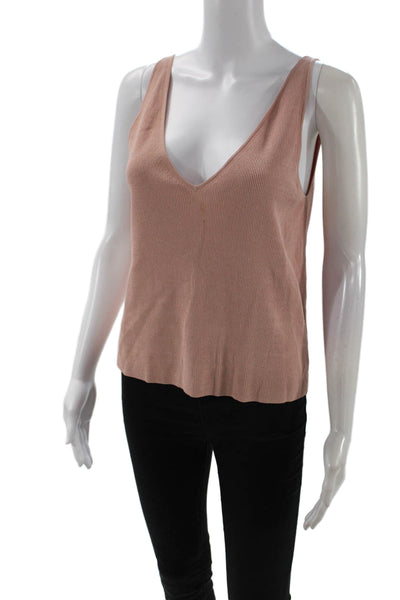 Theory Women Pink V-Neck Sleeveless Camisole Size M