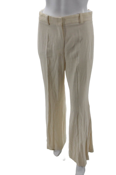 Victoria Beckham Unisex Beige Cotton Dress Pants Hook & Eye Size 6