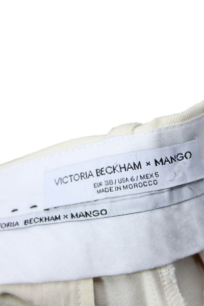 Victoria Beckham Unisex Beige Cotton Dress Pants Hook & Eye Size 6