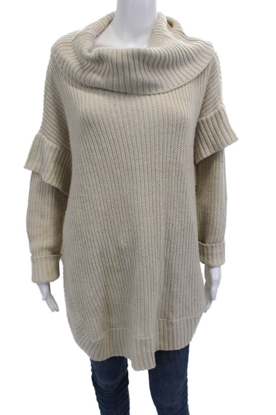 RD Style Women Pullover Turtleneck Sweater Beige Bohemian Long Sleeve Size XL