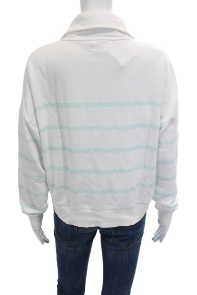 Carbon38 Women White Zip Pullover Sweatshirts Long Sleeve Collared Size S Tall