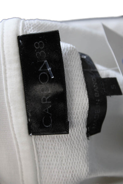 Carbon38 Women White Zip Pullover Sweatshirts Long Sleeve Collared Size S Tall