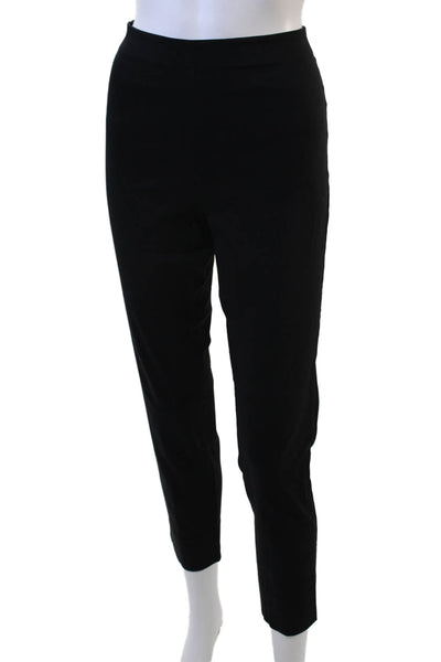 Equestrian Women Ankle Cropped Pants Black Cotton Blend Zip Size S