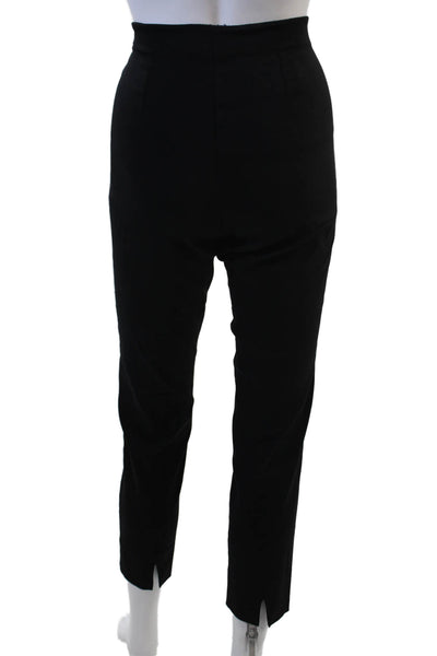 Equestrian Women Ankle Cropped Pants Black Cotton Blend Zip Size S