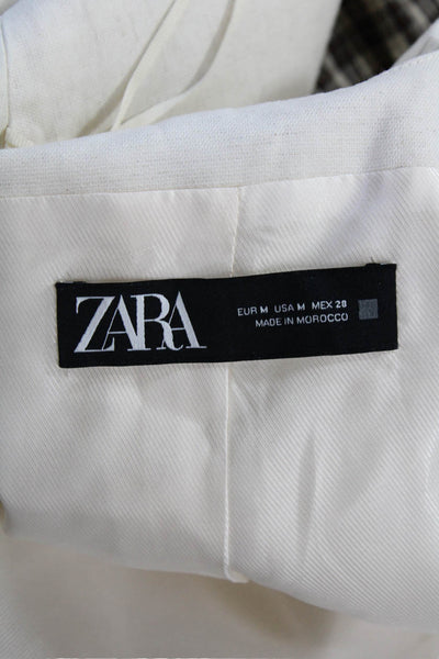 Zara Women Beige V-Neck Button Sleeveless Vest Linen Blend Size S